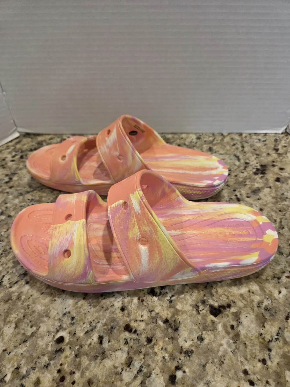 Crocs Sandals Unisex Adult Mens Womens Classic Two Strap Slides Marbled M 9 W 11